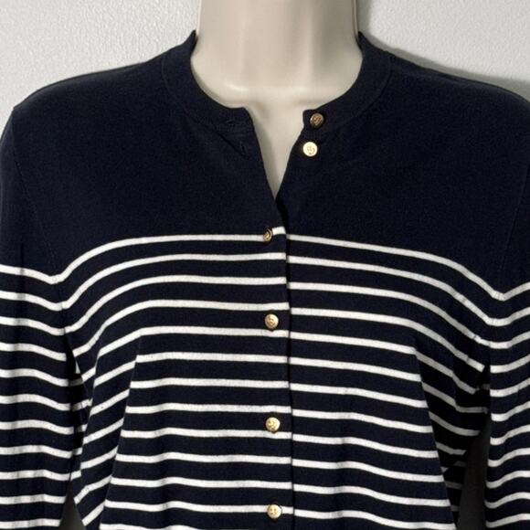 J. Crew Women's Striped Navy White Button Front Cardigan Size M - Picture 7 of 7